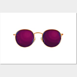 Vintage Round Dark Pink Sunglasses Posters and Art